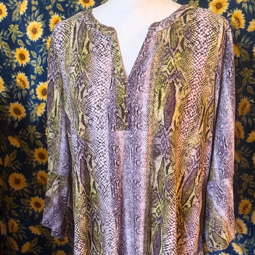Dana Buchman Multicolor Snakeskin Blouse